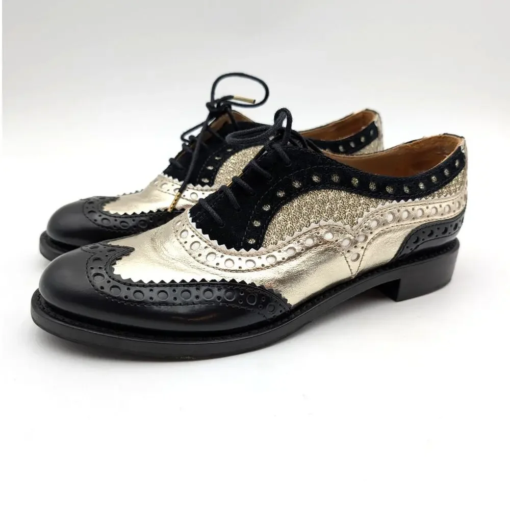 The Office Of Angela Scott Mr. Doubt Wingtip Oxford Black/Gold Size US7 EU37